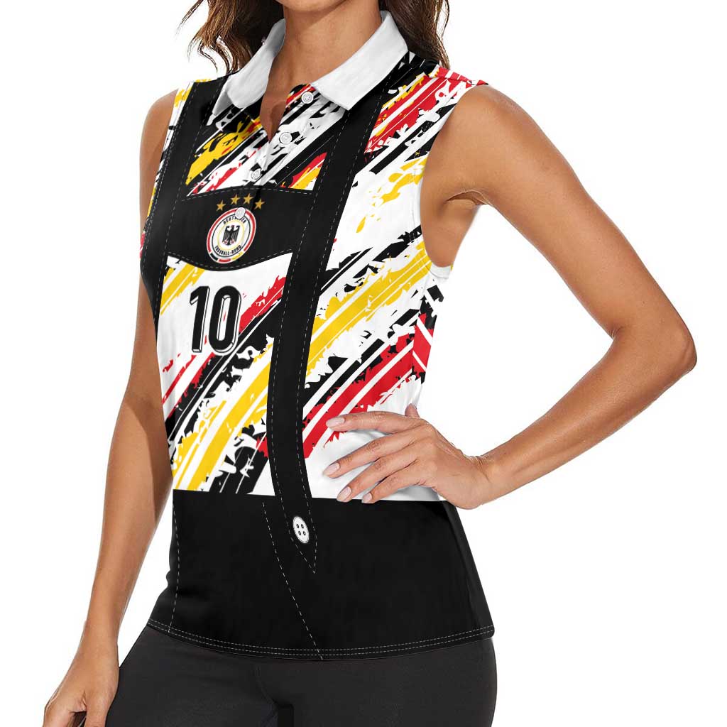 Custom German Football Women Sleeveless Polo Shirt Die Mannschaft-Lederhosen Costume Style - Wonder Print Shop