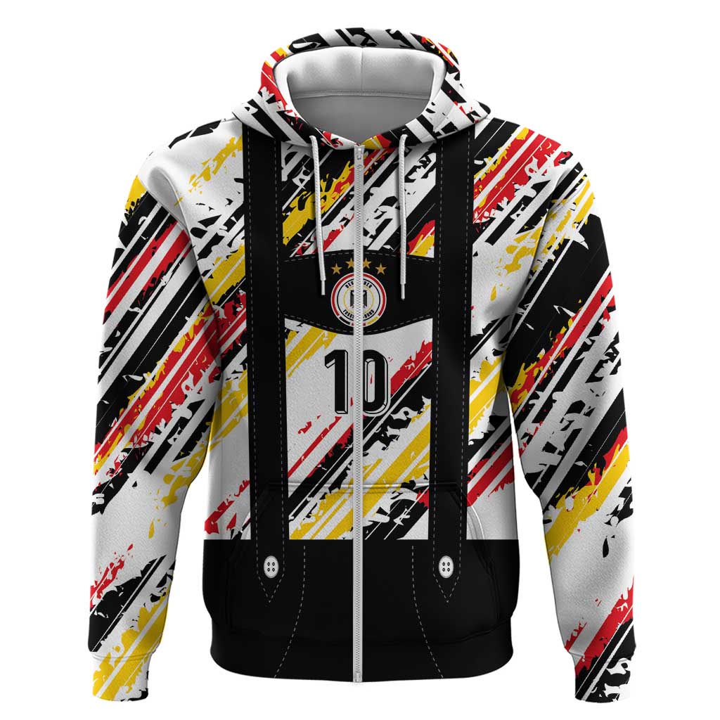 Custom German Football Zip Hoodie Die Mannschaft-Lederhosen Costume Style - Wonder Print Shop