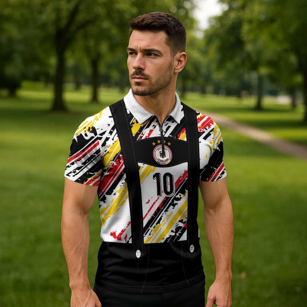 Custom German Football Zipper Polo Shirt Die Mannschaft-Lederhosen Costume Style - Wonder Print Shop