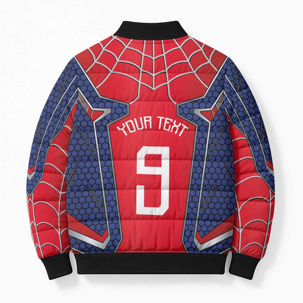 Custom Spider Hero Costume Bomber Puffer Jacket - Wonder Print Shop