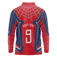 Custom Spider Hero Costume Long Sleeve Polo Shirt - Wonder Print Shop