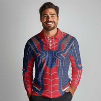 Custom Spider Hero Costume Long Sleeve Polo Shirt - Wonder Print Shop