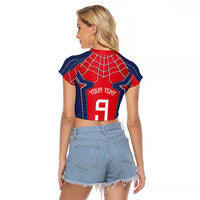 Custom Spider Hero Costume Raglan Cropped T Shirt - Wonder Print Shop
