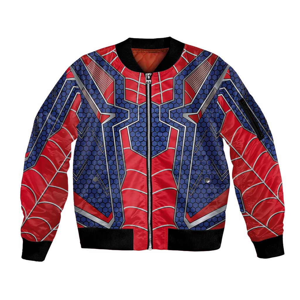 Custom Spider Hero Costume Sleeve Zip Bomber Jacket - Wonder Print Shop