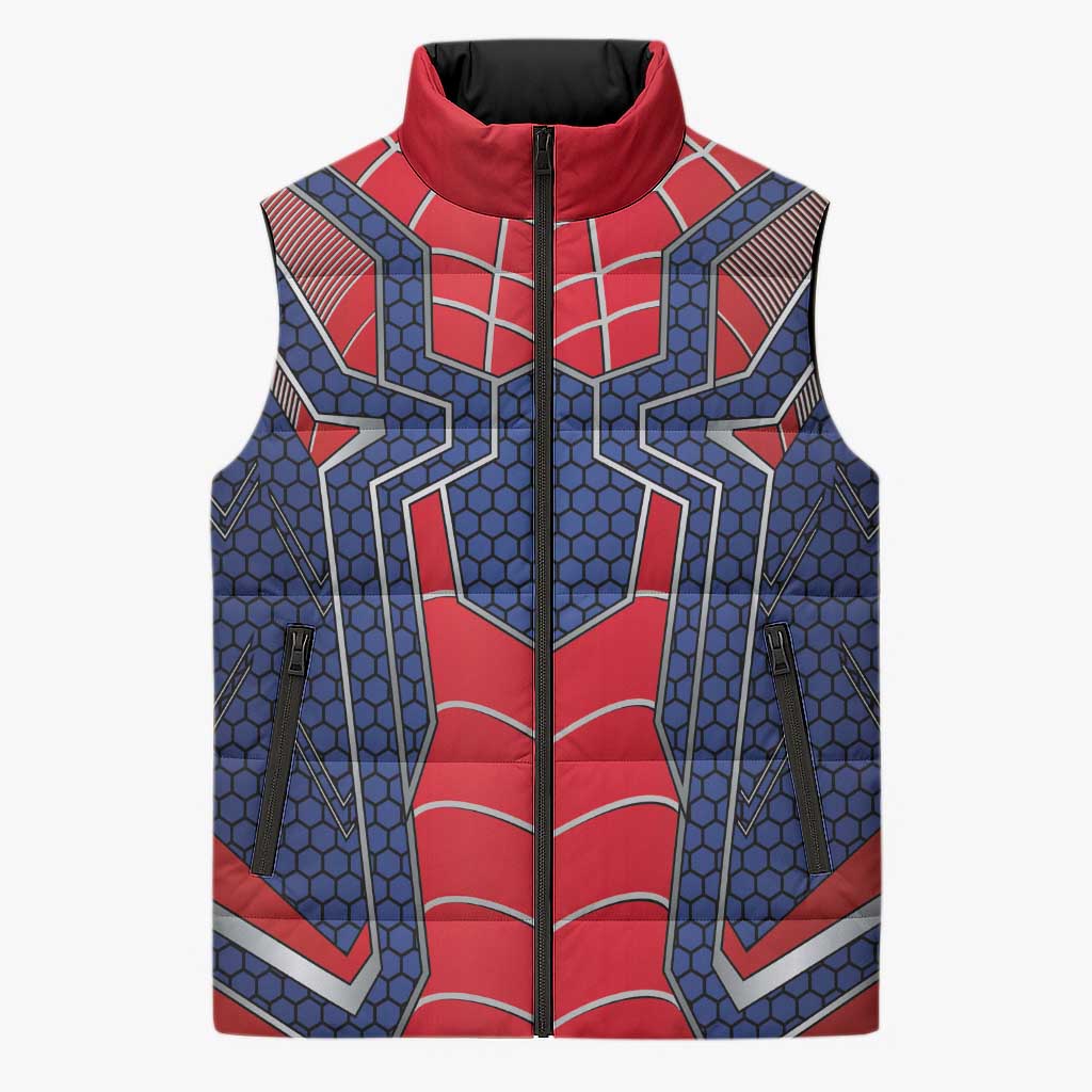 Custom Spider Hero Costume Sleeveless Puffer Jacket - Wonder Print Shop