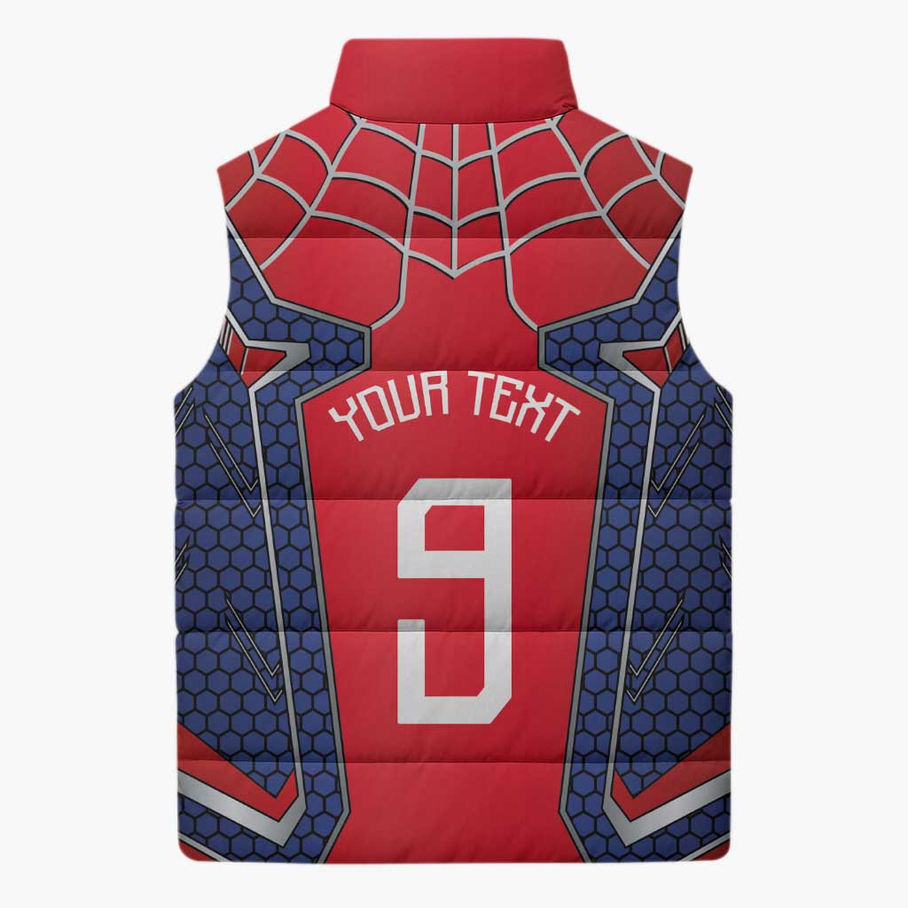 Custom Spider Hero Costume Sleeveless Puffer Jacket - Wonder Print Shop
