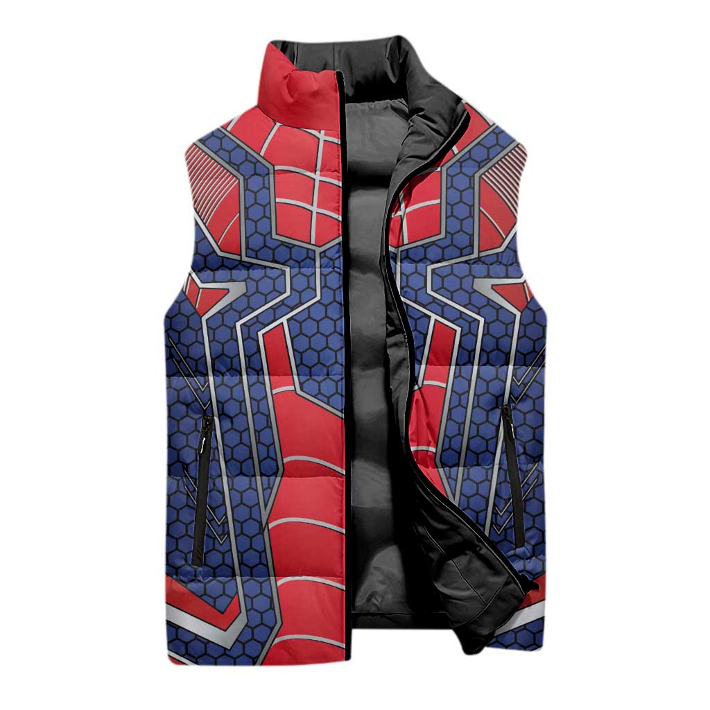 Custom Spider Hero Costume Sleeveless Puffer Jacket - Wonder Print Shop