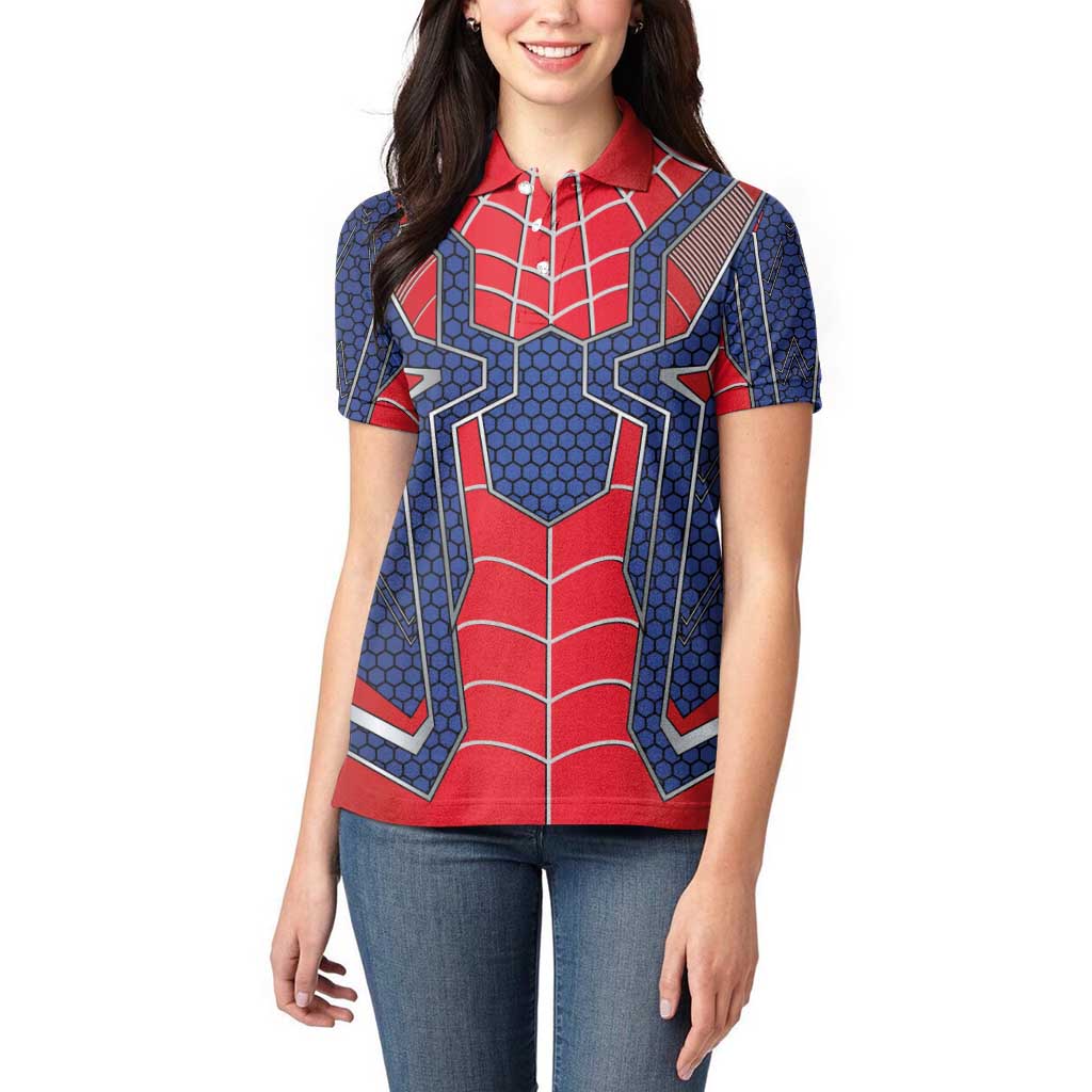 Custom Spider Hero Costume Women Polo Shirt - Wonder Print Shop