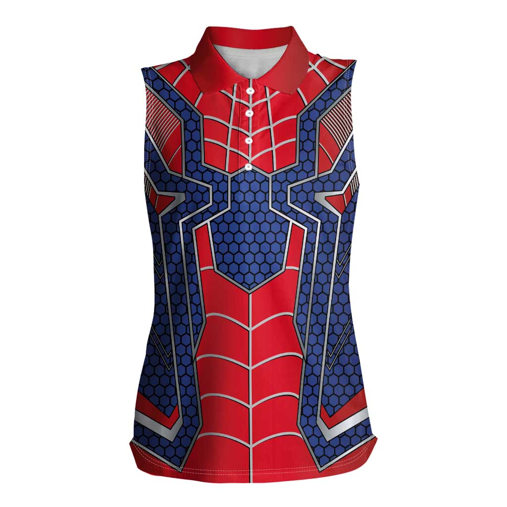 Custom Spider Hero Costume Women Sleeveless Polo Shirt - Wonder Print Shop