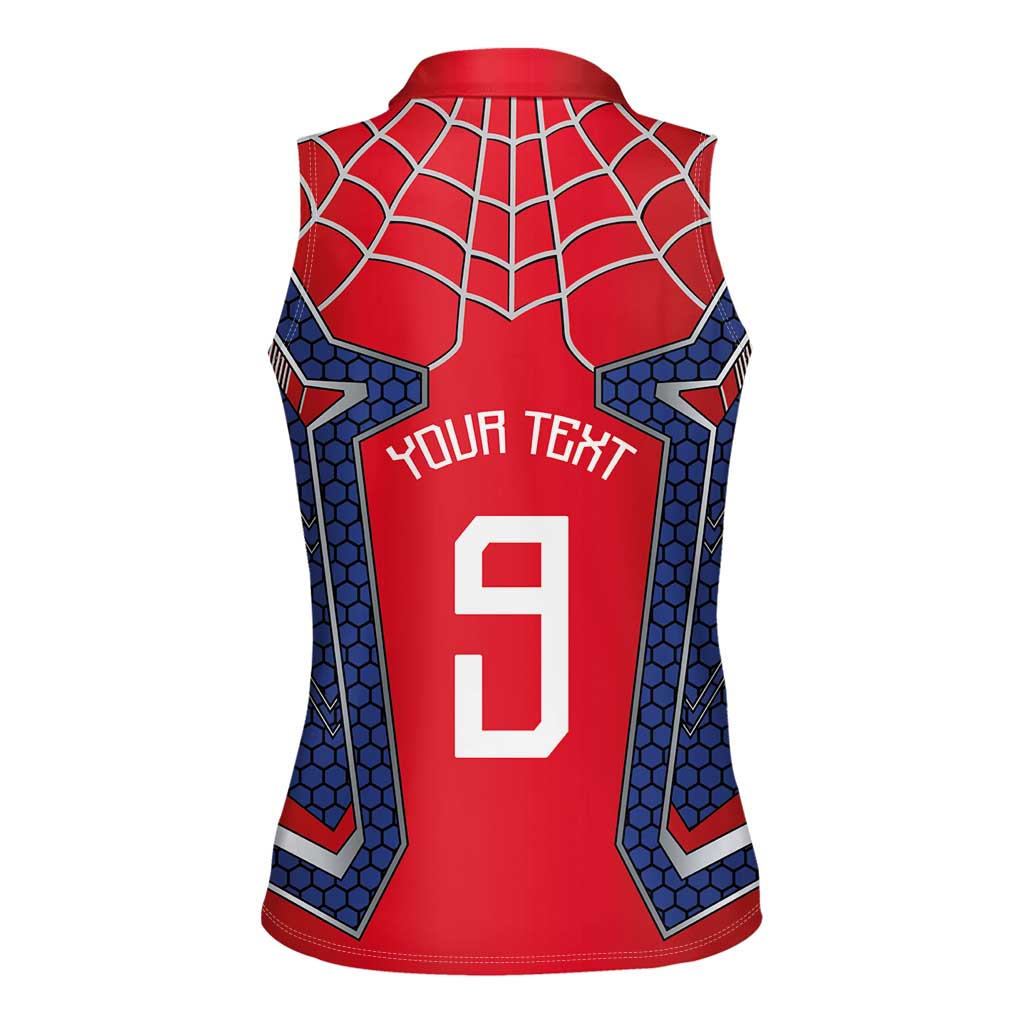 Custom Spider Hero Costume Women Sleeveless Polo Shirt - Wonder Print Shop