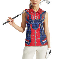 Custom Spider Hero Costume Women Sleeveless Polo Shirt - Wonder Print Shop