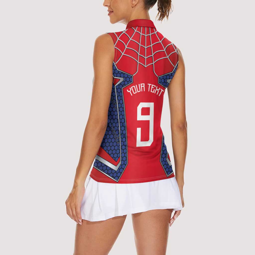 Custom Spider Hero Costume Women Sleeveless Polo Shirt - Wonder Print Shop