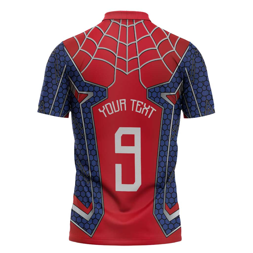 Custom Spider Hero Costume Zipper Polo Shirt - Wonder Print Shop
