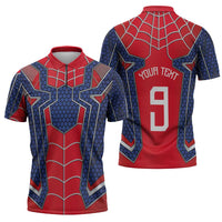 Custom Spider Hero Costume Zipper Polo Shirt - Wonder Print Shop