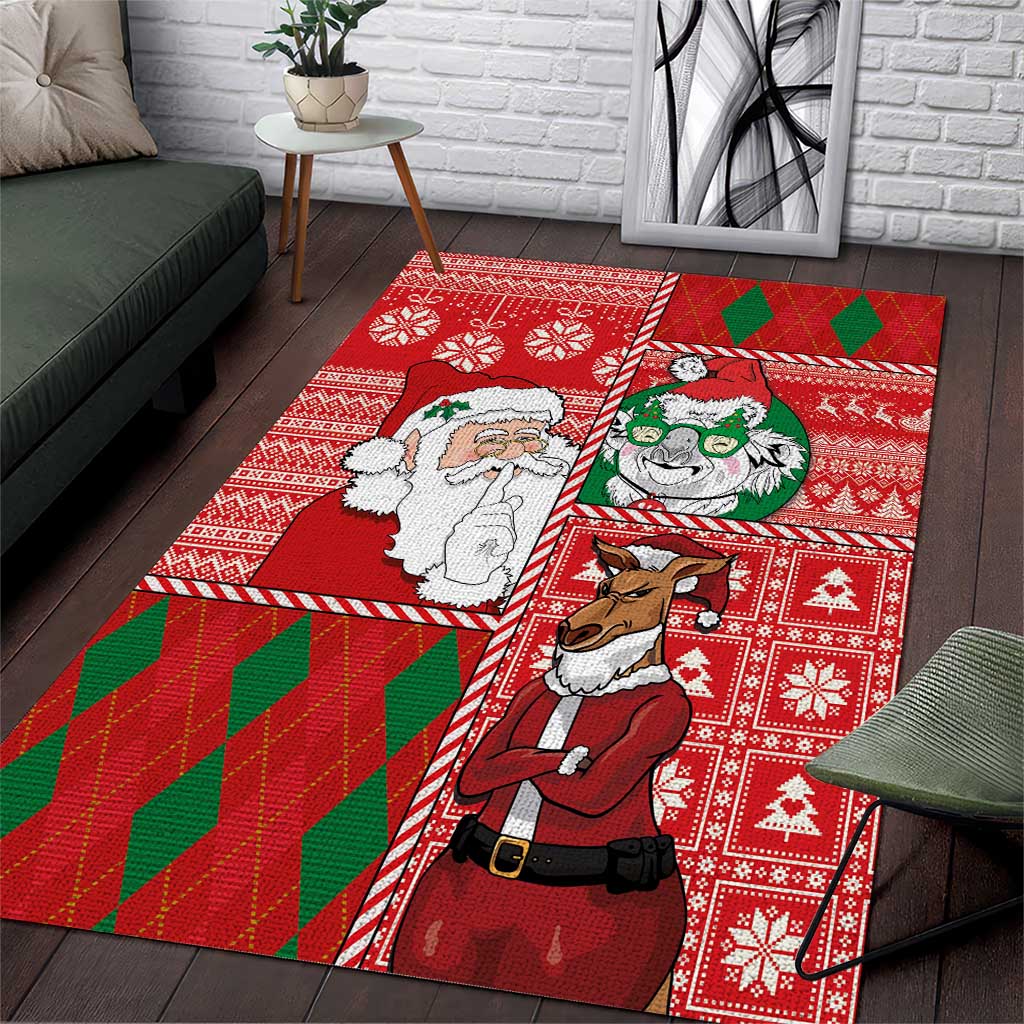 Australian Christmas Area Rug - Santa Koala Kangaroo and Holiday Cheer - Wonder Print Shop