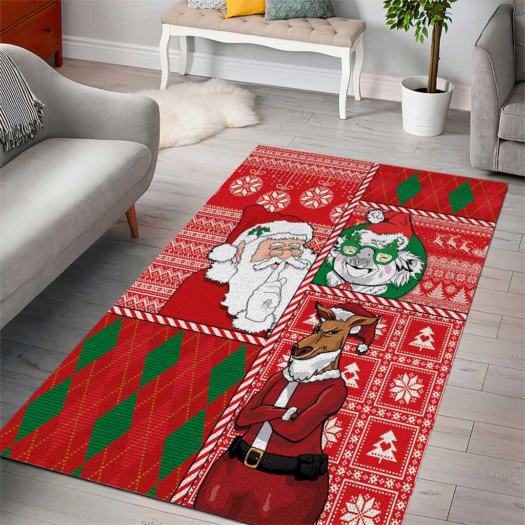 Australian Christmas Area Rug - Santa Koala Kangaroo and Holiday Cheer - Wonder Print Shop