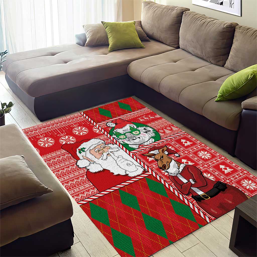 Australian Christmas Area Rug - Santa Koala Kangaroo and Holiday Cheer - Wonder Print Shop