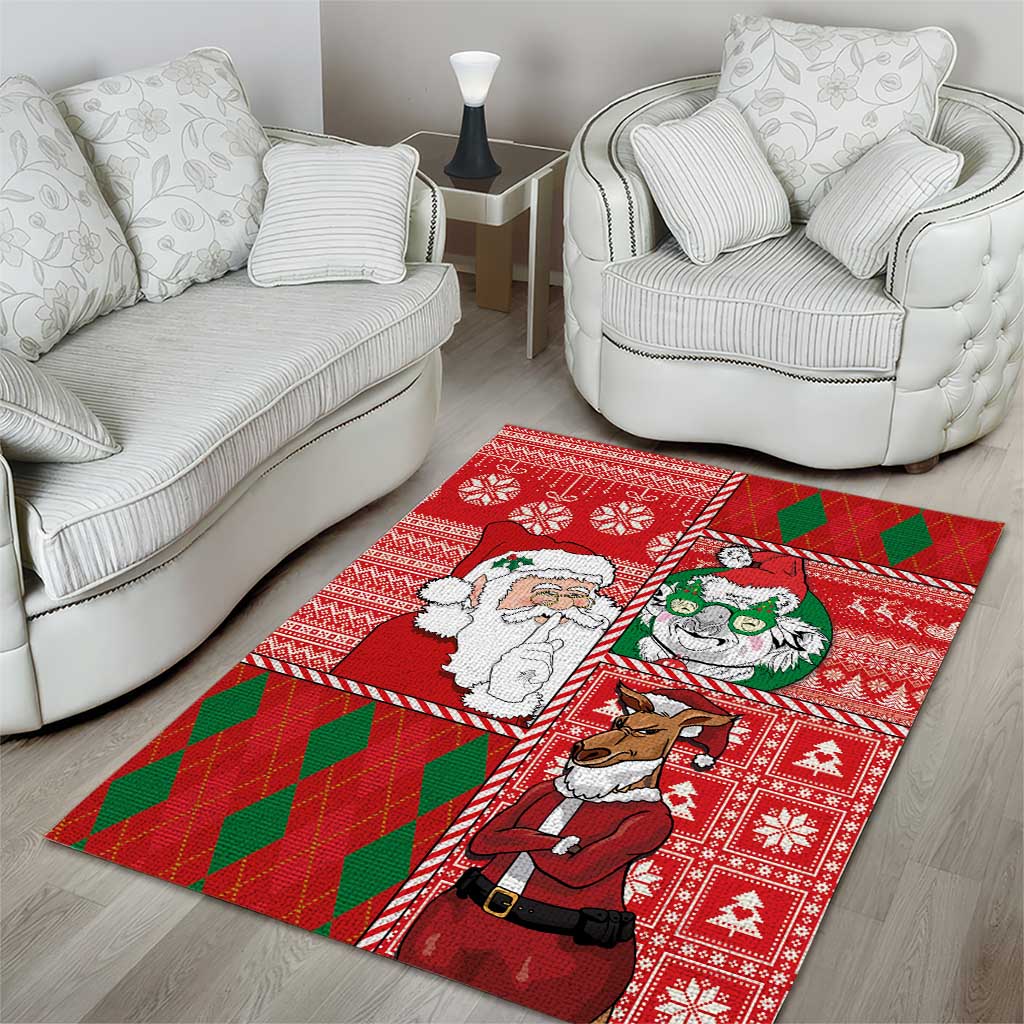 Australian Christmas Area Rug - Santa Koala Kangaroo and Holiday Cheer - Wonder Print Shop