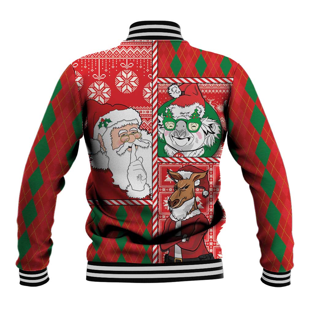 Australian Christmas Baseball Jacket - Santa Koala Kangaroo and Holiday Cheer - Wonder Print Shop