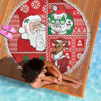 Australian Christmas Beach Blanket - Santa Koala Kangaroo and Holiday Cheer - Wonder Print Shop