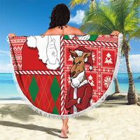 Australian Christmas Beach Blanket - Santa Koala Kangaroo and Holiday Cheer - Wonder Print Shop