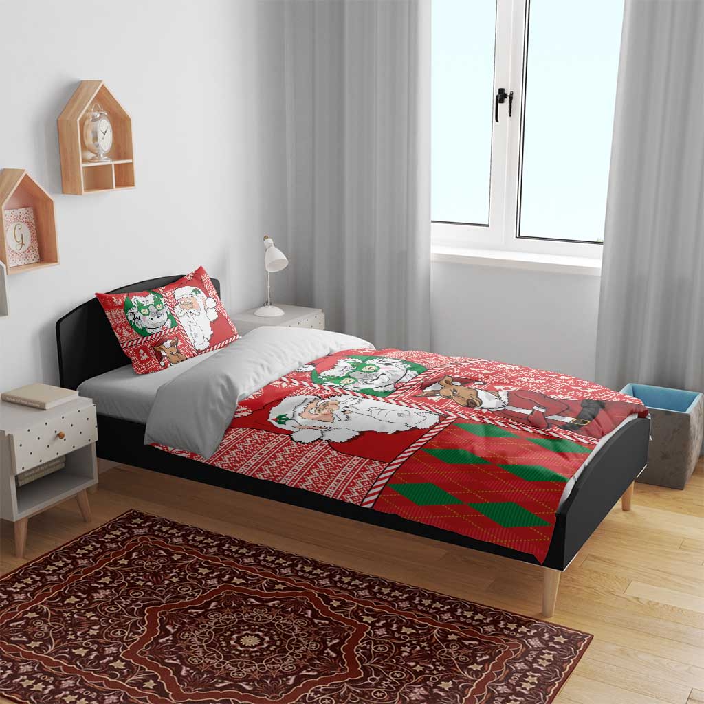Australian Christmas Bedding Set - Santa Koala Kangaroo and Holiday Cheer - Wonder Print Shop
