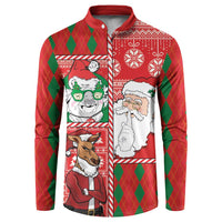 Australian Christmas Button Sweatshirt - Santa Koala Kangaroo and Holiday Cheer - Wonder Print Shop