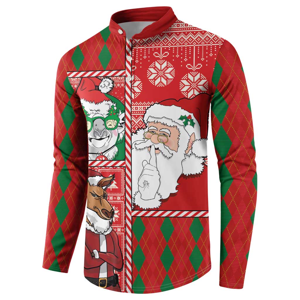 Australian Christmas Button Sweatshirt - Santa Koala Kangaroo and Holiday Cheer - Wonder Print Shop