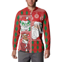 Australian Christmas Button Sweatshirt - Santa Koala Kangaroo and Holiday Cheer - Wonder Print Shop