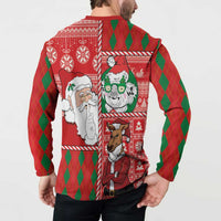 Australian Christmas Button Sweatshirt - Santa Koala Kangaroo and Holiday Cheer - Wonder Print Shop