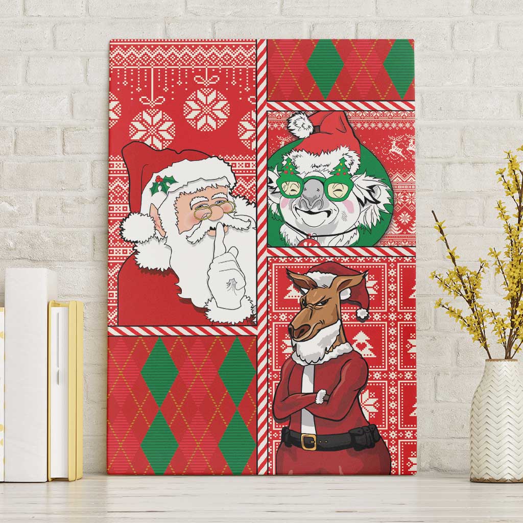 Australian Christmas Canvas Wall Art - Santa Koala Kangaroo and Holiday Cheer - Wonder Print Shop