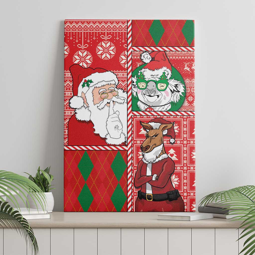Australian Christmas Canvas Wall Art - Santa Koala Kangaroo and Holiday Cheer - Wonder Print Shop