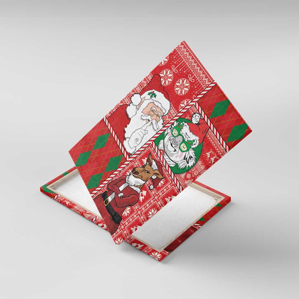 Australian Christmas Canvas Wall Art - Santa Koala Kangaroo and Holiday Cheer - Wonder Print Shop