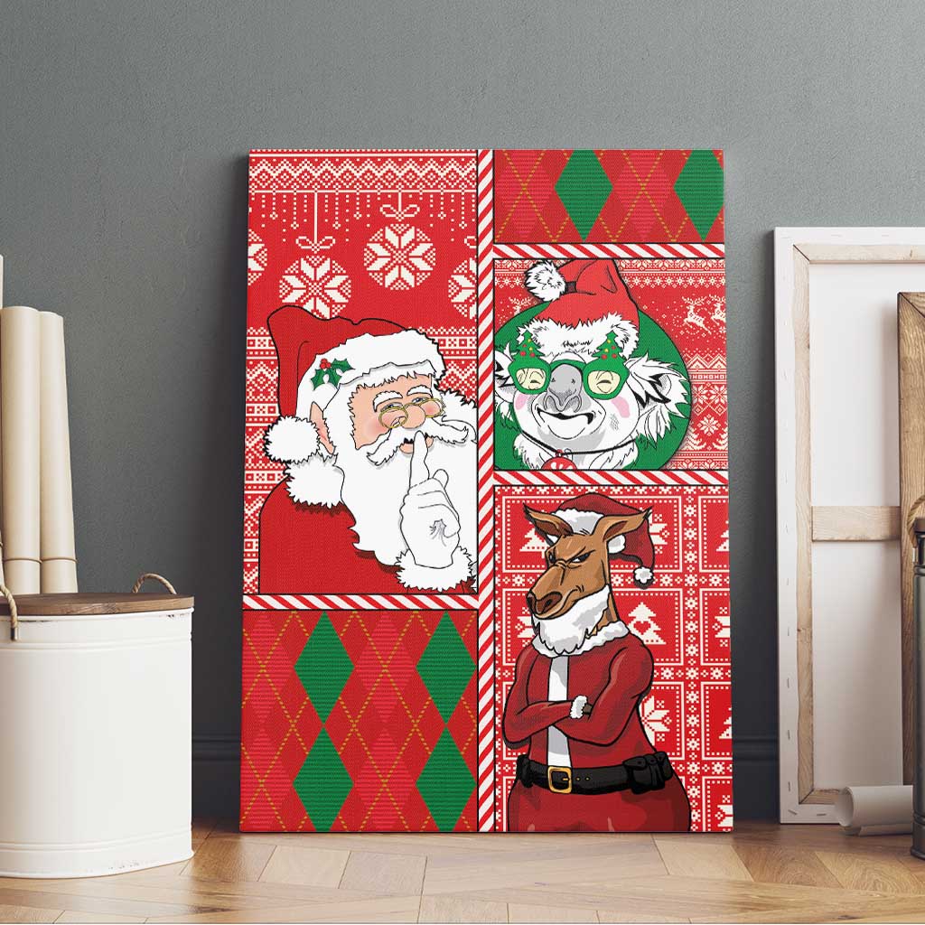 Australian Christmas Canvas Wall Art - Santa Koala Kangaroo and Holiday Cheer - Wonder Print Shop