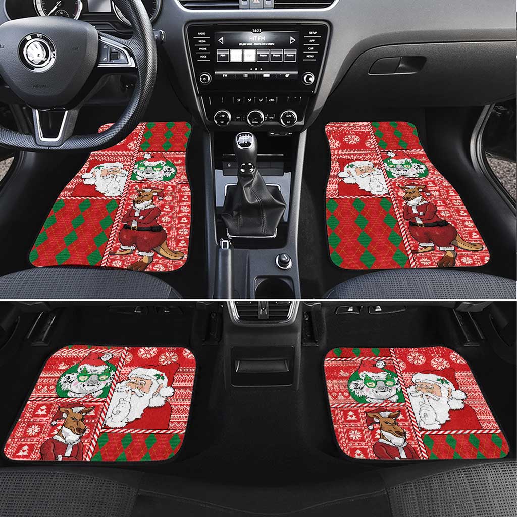 Australian Christmas Car Mats - Santa Koala Kangaroo and Holiday Cheer - Wonder Print Shop