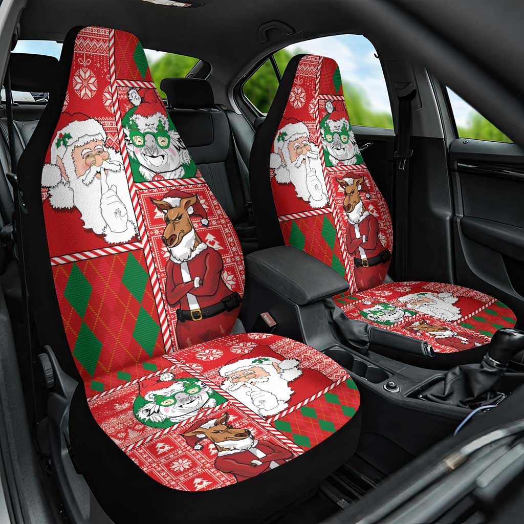 Australian Christmas Car Seat Cover - Santa Koala Kangaroo and Holiday Cheer - Wonder Print Shop