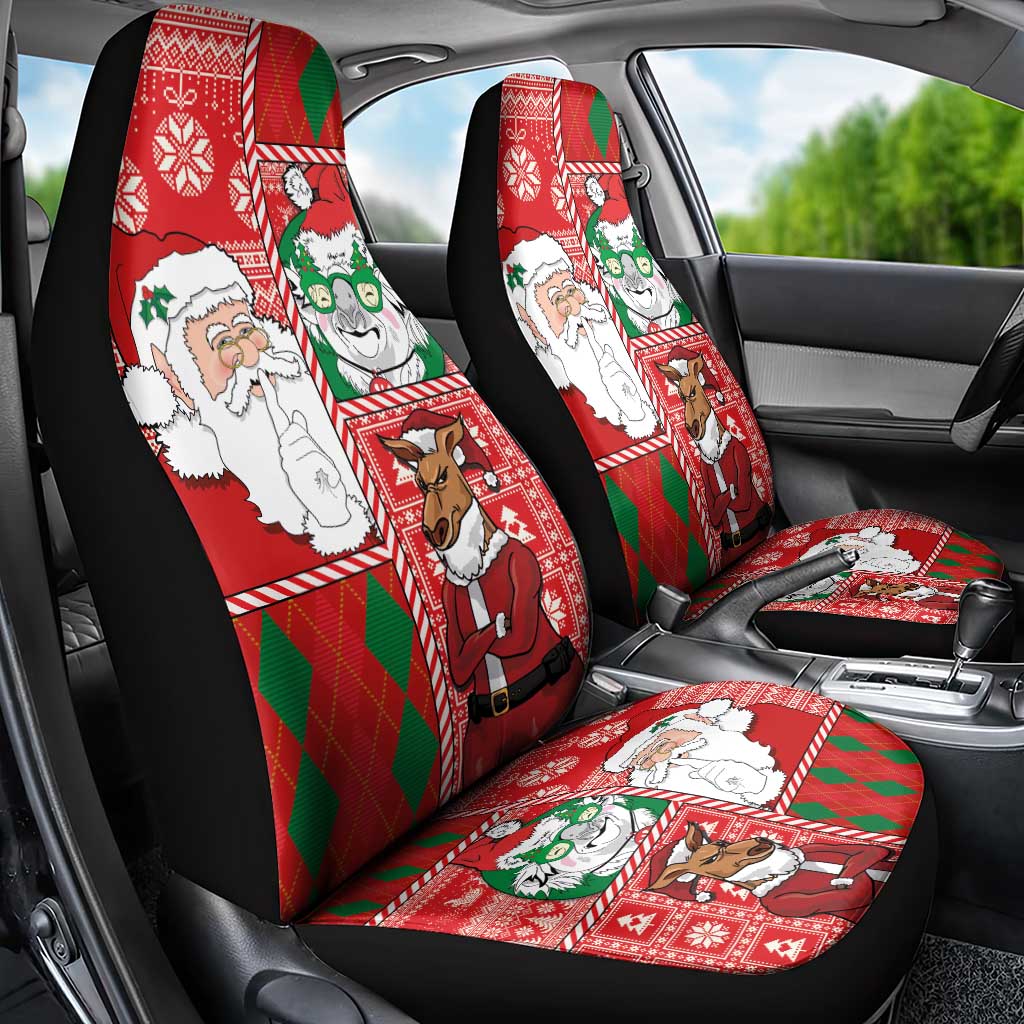Australian Christmas Car Seat Cover - Santa Koala Kangaroo and Holiday Cheer - Wonder Print Shop