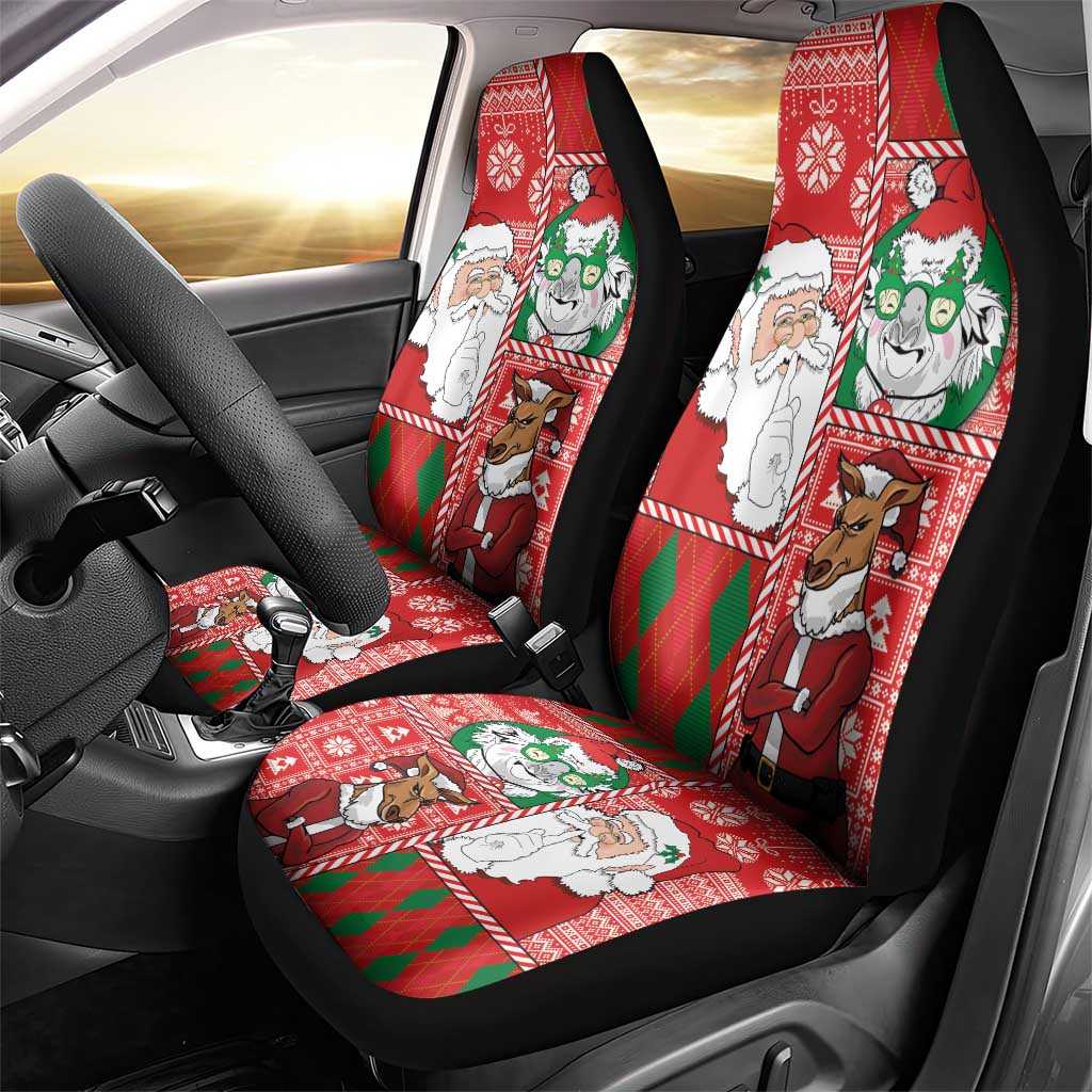Australian Christmas Car Seat Cover - Santa Koala Kangaroo and Holiday Cheer - Wonder Print Shop