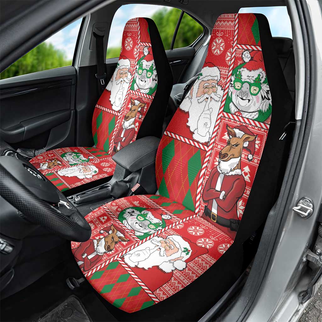 Australian Christmas Car Seat Cover - Santa Koala Kangaroo and Holiday Cheer - Wonder Print Shop