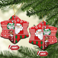 Australian Christmas Ceramic Ornament - Santa Koala Kangaroo and Holiday Cheer - Wonder Print Shop