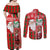 Australian Christmas Couples Matching Off Shoulder Maxi Dress and Long Sleeve Button Shirt - Santa Koala Kangaroo and Holiday Cheer - Wonder Print Shop