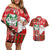 Australian Christmas Couples Matching Off Shoulder Short Dress and Hawaiian Shirt - Santa Koala Kangaroo and Holiday Cheer - Wonder Print Shop