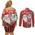 Australian Christmas Couples Matching Off Shoulder Short Dress and Long Sleeve Button Shirt - Santa Koala Kangaroo and Holiday Cheer - Wonder Print Shop