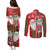 Australian Christmas Couples Matching Puletasi and Long Sleeve Button Shirt - Santa Koala Kangaroo and Holiday Cheer - Wonder Print Shop