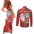Australian Christmas Couples Matching Short Sleeve Bodycon Dress and Long Sleeve Button Shirt - Santa Koala Kangaroo and Holiday Cheer - Wonder Print Shop