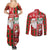 Australian Christmas Couples Matching Summer Maxi Dress and Long Sleeve Button Shirt - Santa Koala Kangaroo and Holiday Cheer - Wonder Print Shop