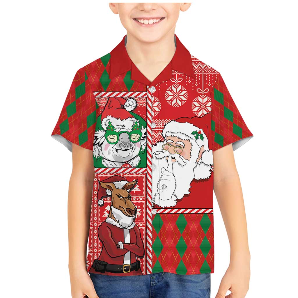 Australian Christmas Family Matching Mermaid Dress and Hawaiian Shirt - Santa Koala Kangaroo and Holiday Cheer - Wonder Print Shop