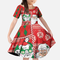 Australian Christmas Family Matching Off Shoulder Maxi Dress and Hawaiian Shirt - Santa Koala Kangaroo and Holiday Cheer - Wonder Print Shop