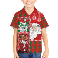 Australian Christmas Family Matching Off Shoulder Maxi Dress and Hawaiian Shirt - Santa Koala Kangaroo and Holiday Cheer - Wonder Print Shop