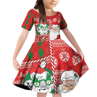 Australian Christmas Family Matching Off Shoulder Short Dress and Hawaiian Shirt - Santa Koala Kangaroo and Holiday Cheer - Wonder Print Shop